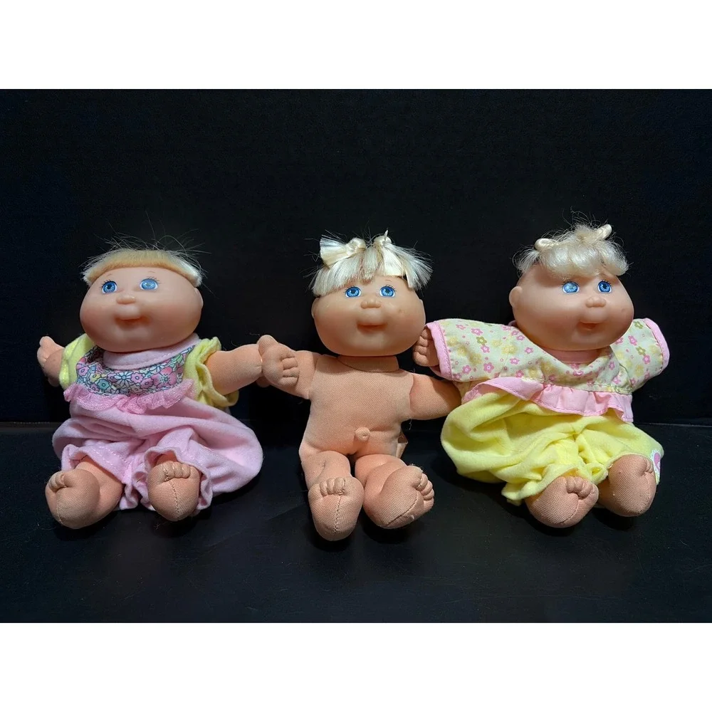 VTG 1996 Mattel Mini Cabbage Patch Kids Doll Lot of 3 Blonde Hair Blue Eyes 8
